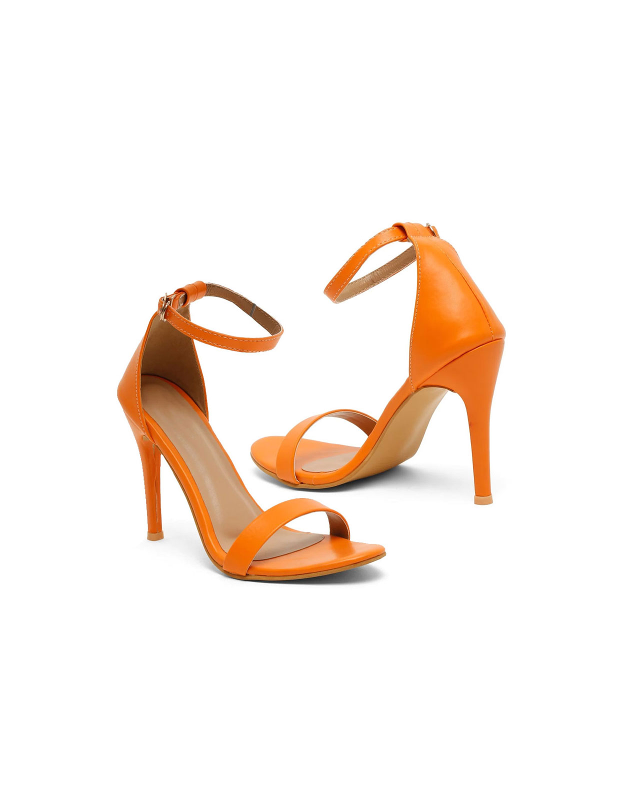 Orange Strappy Gold Block Heels | Select Trends Boutique